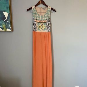 Aztec Inspired Design Sleeveless Maxi Dress